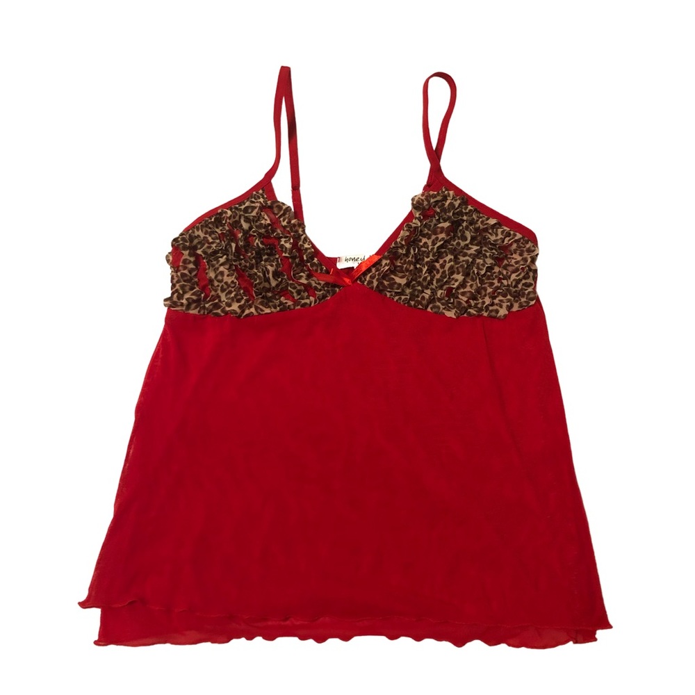 Honeydew Y2K lingerie cami red with leopard size small